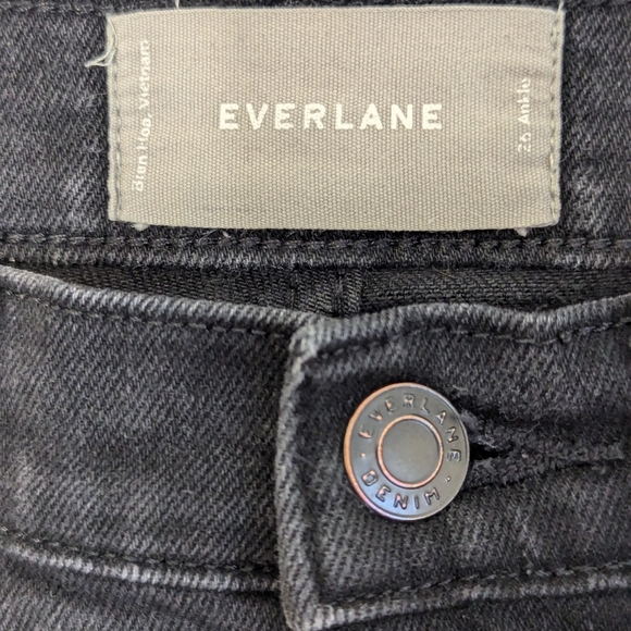 Everlane Womens High Rise Skinny Ankle Jeans Size 26 Cropped Black Stretch Denim - Picture 4 of 6